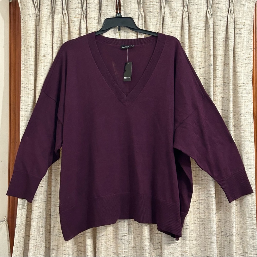 Torrid Lovesick Lightning Bolt Stitch V-Neck Pullover Sweater - 5X
